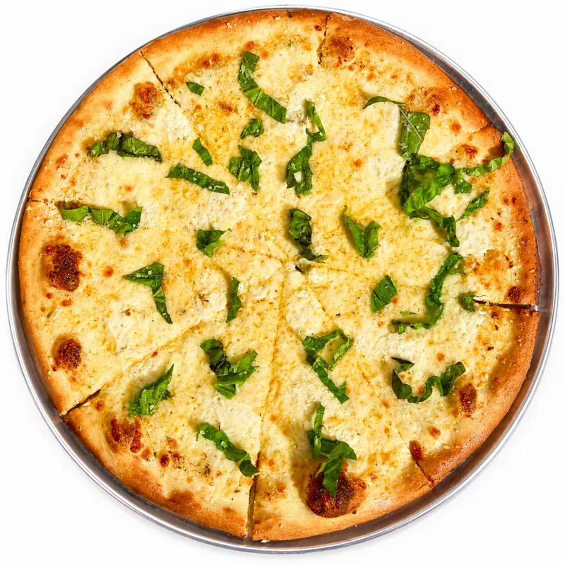 Pizza Bianca with ricotta, mozzarella, parmesan and basil