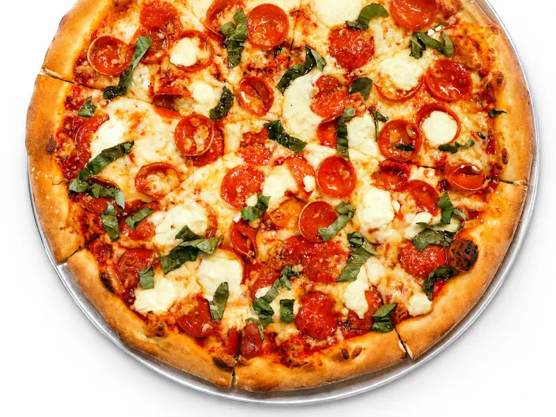 Del Cerro's Hot Honey pizza with pepperoni and hot honey drizzle